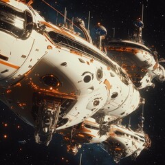 Colonial spaceships traveling through deep space, with futuristic propulsion and AI navigation
