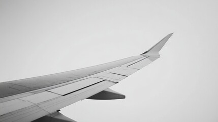 A black and white photo of an airplane wing in flight.