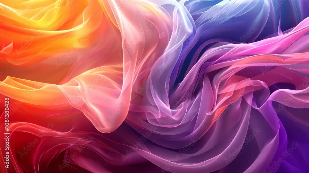 Poster dynamic digital landscape of glowing waves in red and blue hues with particle lights. wallpaper high