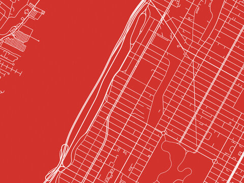Christmas Map of Morningside Heights  New York, USA in Snowy White on Festive Red Background.