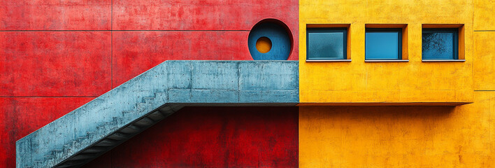 Minimalist Abstract Artwork Urban Setting Architectural Design Colorful Environment Close-Up View Modern Concept