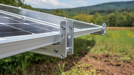 Innovative Solar Panel Mounting Brackets Highlight Renewable Energy Solutions in Scenic Outdoor Environment with Lush Greenery