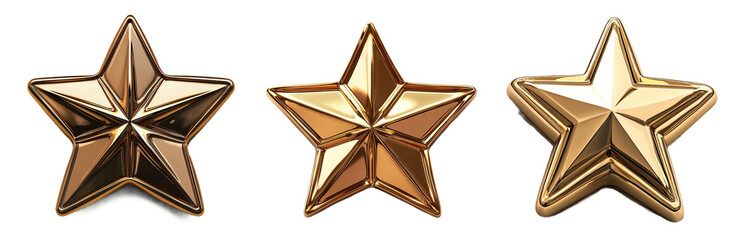 PNG Shiny Golden Star Icons for Design Use. Isolated on transparent background