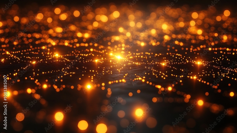 Poster abstract representation of interconnected glowing nodes and networks.