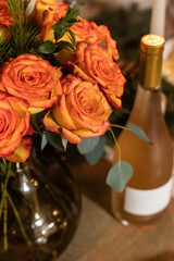 Roses and Wine in Holiday Table