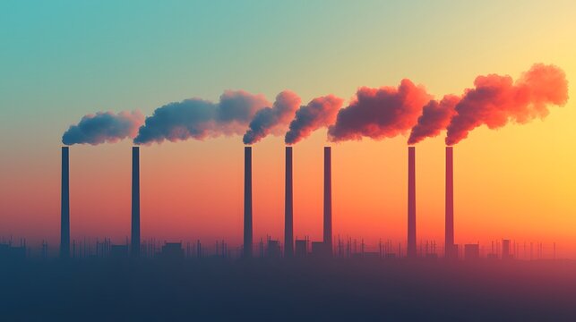 Industries release pollutants into the air contributing to global environmental challenges