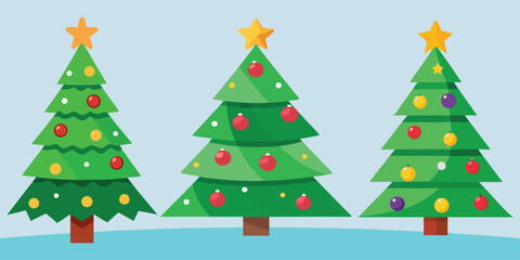 Vector illustration cristmas green tree with light 