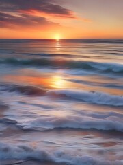 Obraz premium Pastel Sunset Sea Beach Painting Art