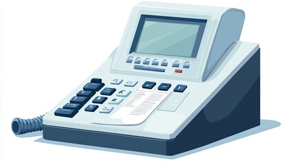 Vintage Electronic Cash Register with Display and Receipt Printer