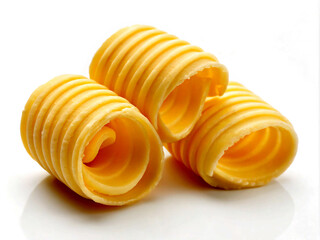 close up of pasta. isolated, food, white, shell, dessert, object, potato, sea, pasta, snack, chocolate, healthy, macro, brown, sweet, seashell, health, nobody, nature, spiral, closeup, orange, close-u