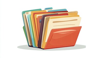 Stack of Colorful Folders in an Orange File Holder