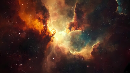 Naklejka premium Space background with nebula and stars. generative ai. Nebula. Illustration