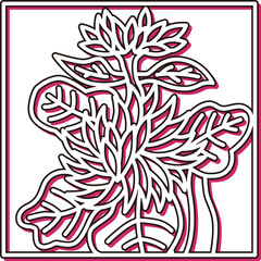 カラーシャドウ正方形シンプル花札　長月　菊　9月　菊のカス