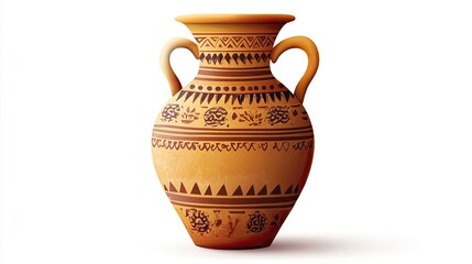Ornate Clay Amphoras with Intricate Geometric Patterns