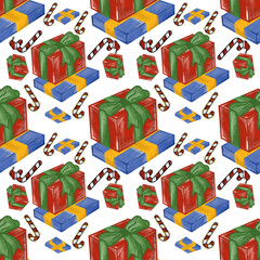 pattern with christmas gifts
