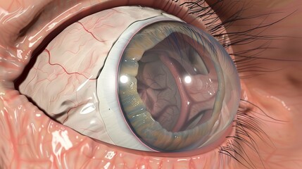 The Mysterious Cataract with Its White, Cloudy Appearance. The Opaque Area in the Eye, Causing Blurred Vision and a Hazy Look
