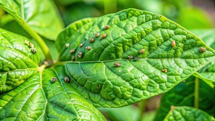 Close up of green bean leaves covered in heavy aphid infestation, aphids, pests, infestation, garden, green beans