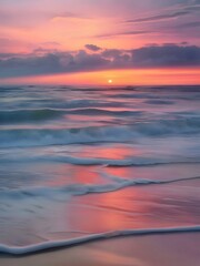 Fototapeta premium Pastel Sunset Sea Beach Painting Art