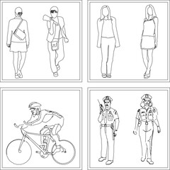 Vector sketch, silhouette illustration, design of a picture of a person doing an activity in a box frame for wall decoration