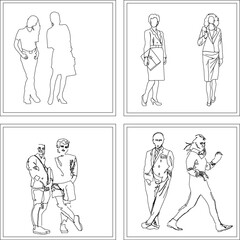 Vector sketch, silhouette illustration, design of a picture of a person doing an activity in a box frame for wall decoration