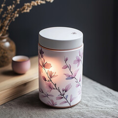 Modern Tea Canister With Elegant Floral Design