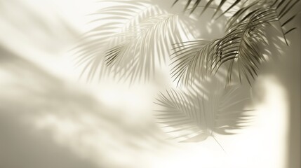Soft Palm Leaf Shadows on a Light Background