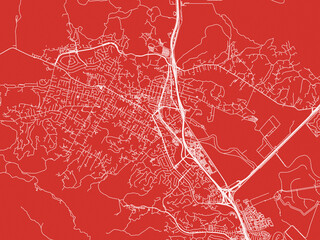 Christmas Map of Novato  California, USA in Snowy White on Festive Red Background.