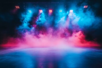 Obraz premium Stage with colorful spotlights and smoke, creating a mysterious and dramatic atmosphere