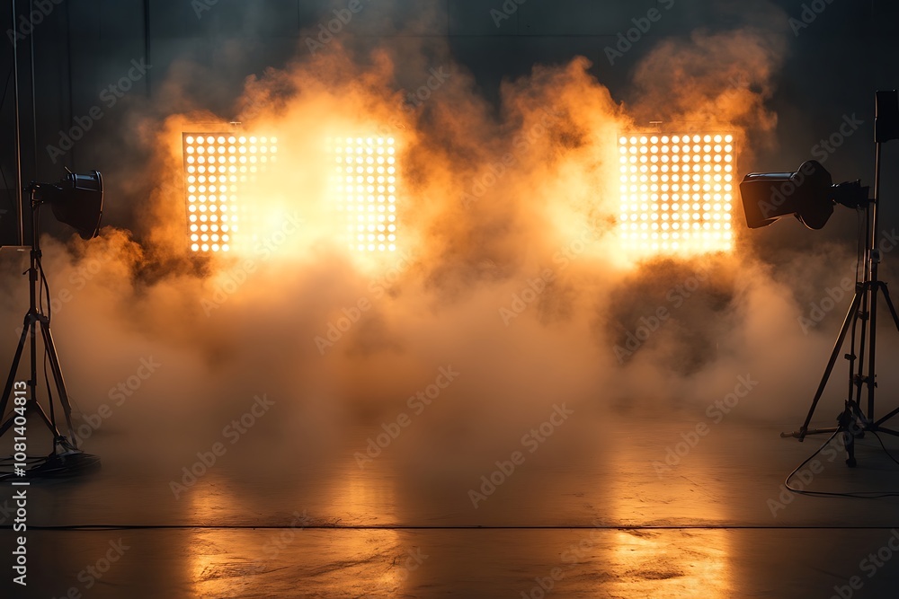 Poster smoke and lights in a studio setting for dramatic visual effect