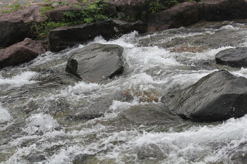 Image of strong waves in the clear water of Daecheongcheon