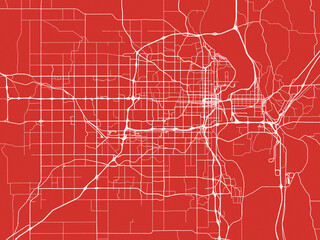 Christmas Map of Omaha Nebraska, USA in Snowy White on Festive Red Background.