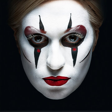 Mujer maquillada clown etnico