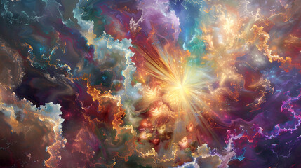 Fototapeta premium Abstract Background with Colorful Nebulae and Cosmic Glow