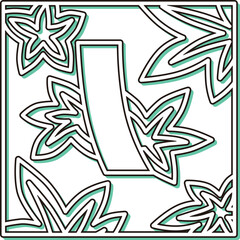 カラーシャドウ正方形シンプル花札　神無月　紅葉　青短　10月　紅葉に青短