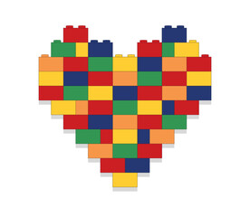 Colorful heart made of blocks on white background vector illustration