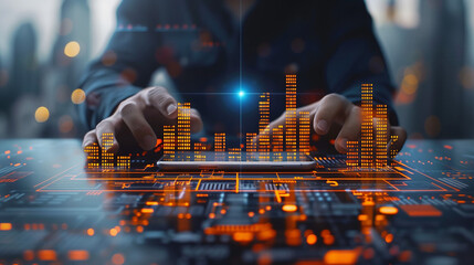 Futuristics Real Estate Trends and Smart Investment Visualization. 