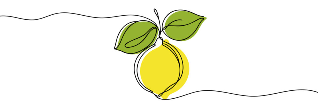 Single continuous line drawing of lemon