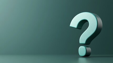 A green question mark in a 3D rendering.