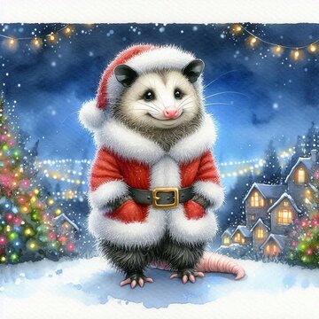 Opossum als Weihnachtsmann