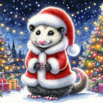 Opossum als Weihnachtsmann