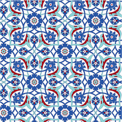 Iznk seramic ottoman mosque tile pattern