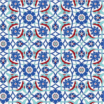 Iznk seramic ottoman mosque tile pattern