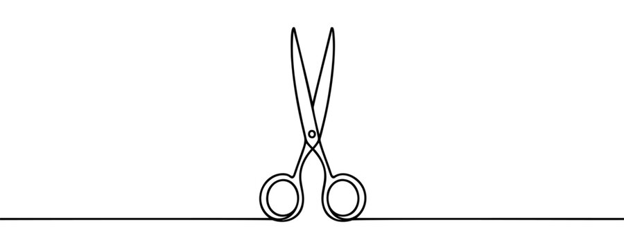 black line scissors on white background