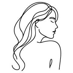 Linear silhouette of a beautiful girl.