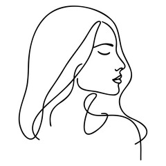 Linear silhouette of a beautiful girl.