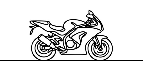 Continuous one line drawing of motorcycle moto bike extreme sport single line art vector illustration. © Vasyl Yurlov