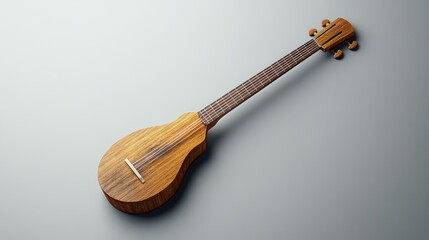 Naklejka premium Wooden Acoustic Guitar on Gray Background