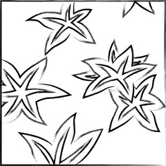 筆書き正方形花札　神無月　紅葉　10月　紅葉のカス