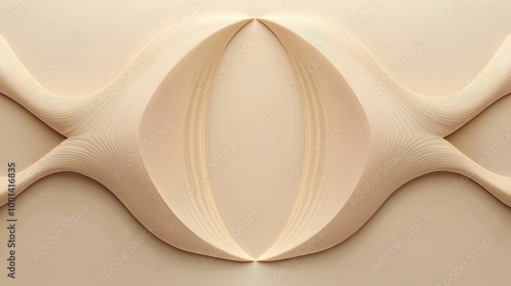 Poster abstract beige curved pattern with subtle lines