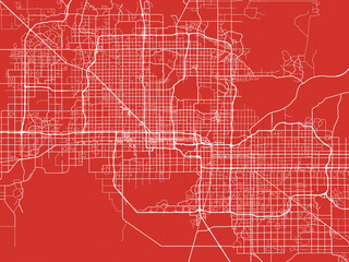 Christmas Map of Phoenix Arizona, USA in Snowy White on Festive Red Background.